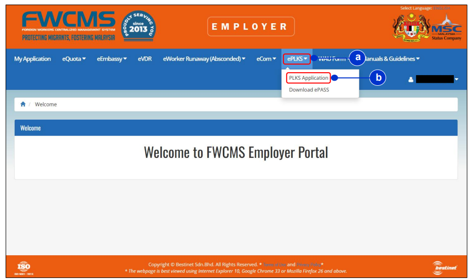 PLKS application drop down