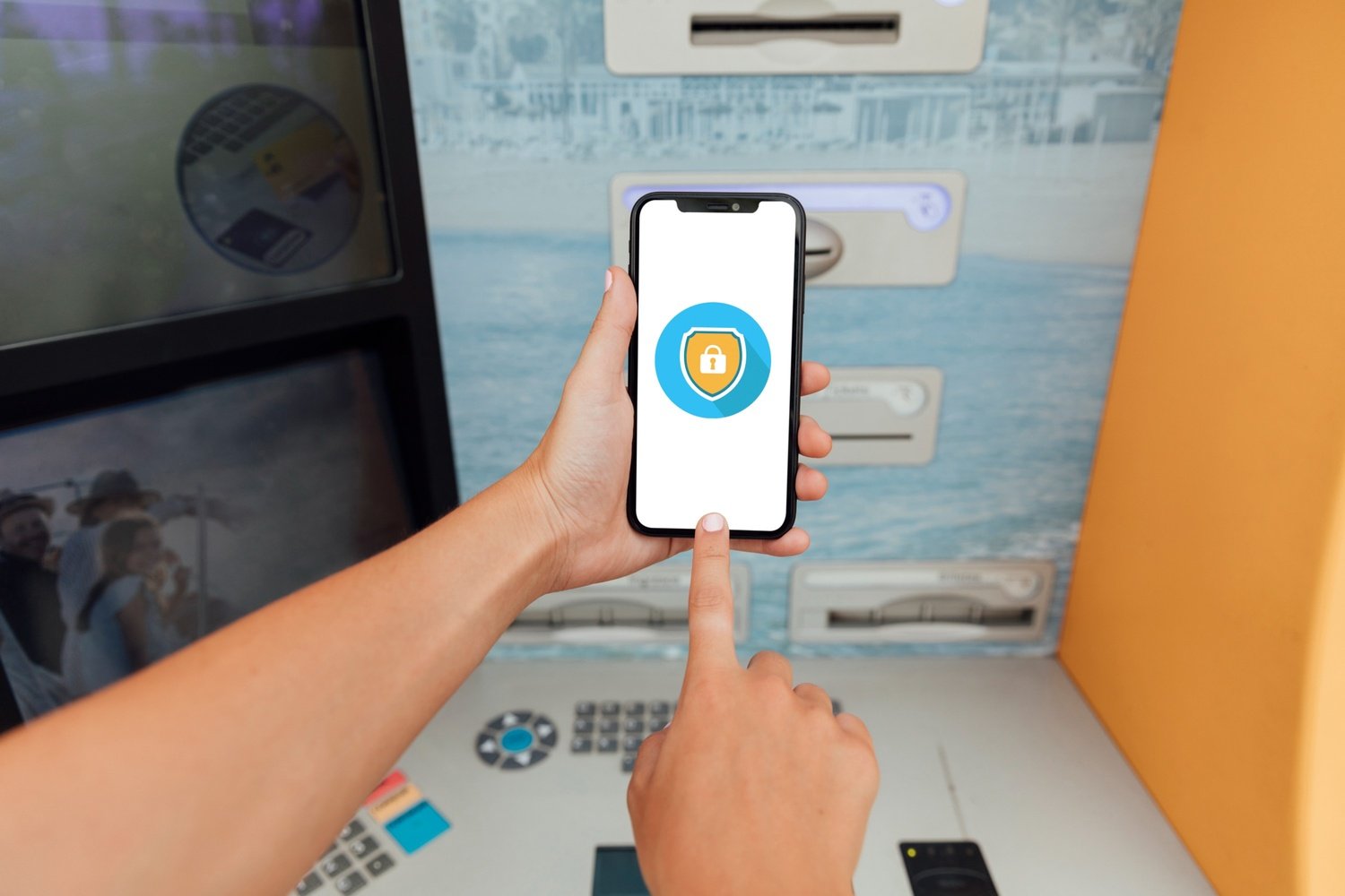 close up smartphone showing padlock icon