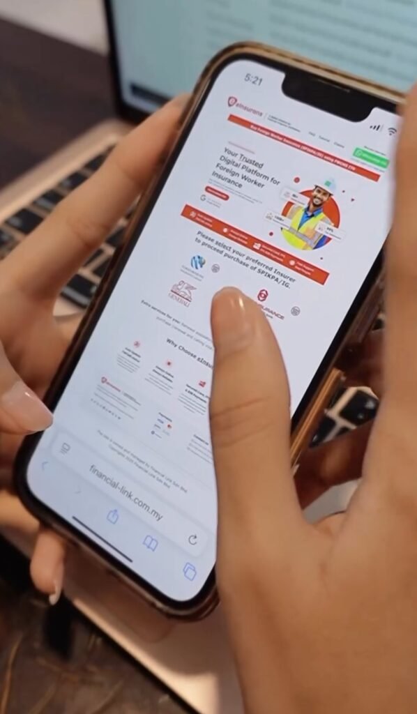 browsing eninsurans website mobile phone