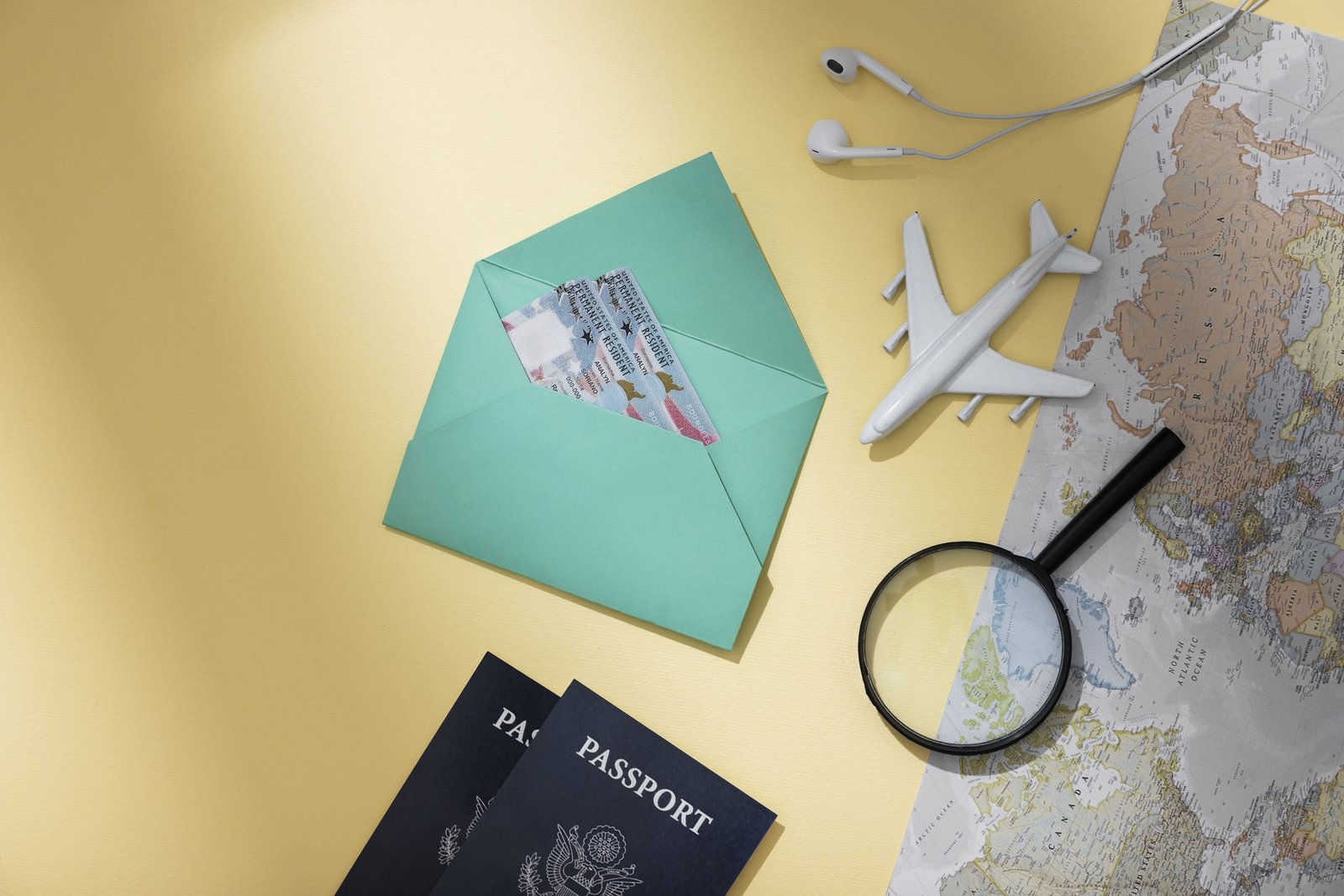 top view permanent resident cards map