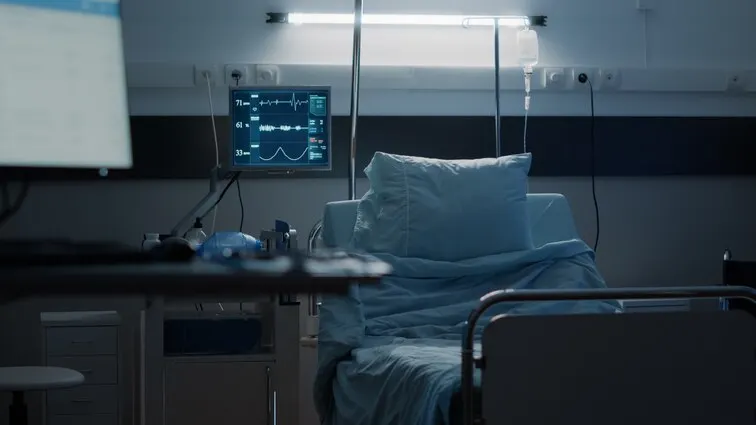 empty hospital ward with medical equipment